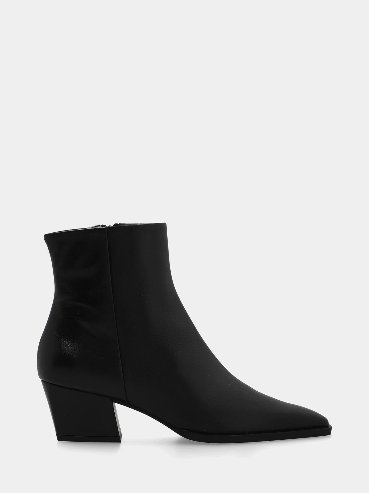 Stivaletto in nappa nera con tacco a blocco