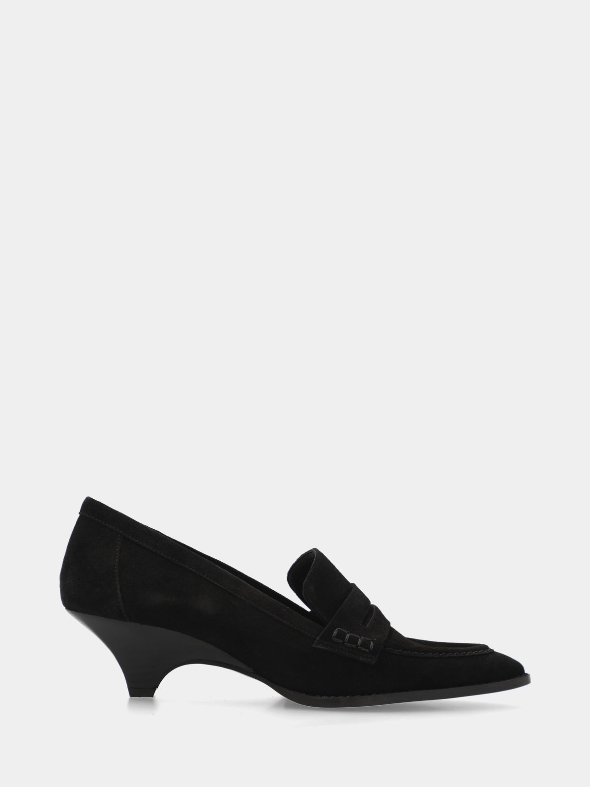 Mocassino in camoscio nero con zeppa incavata