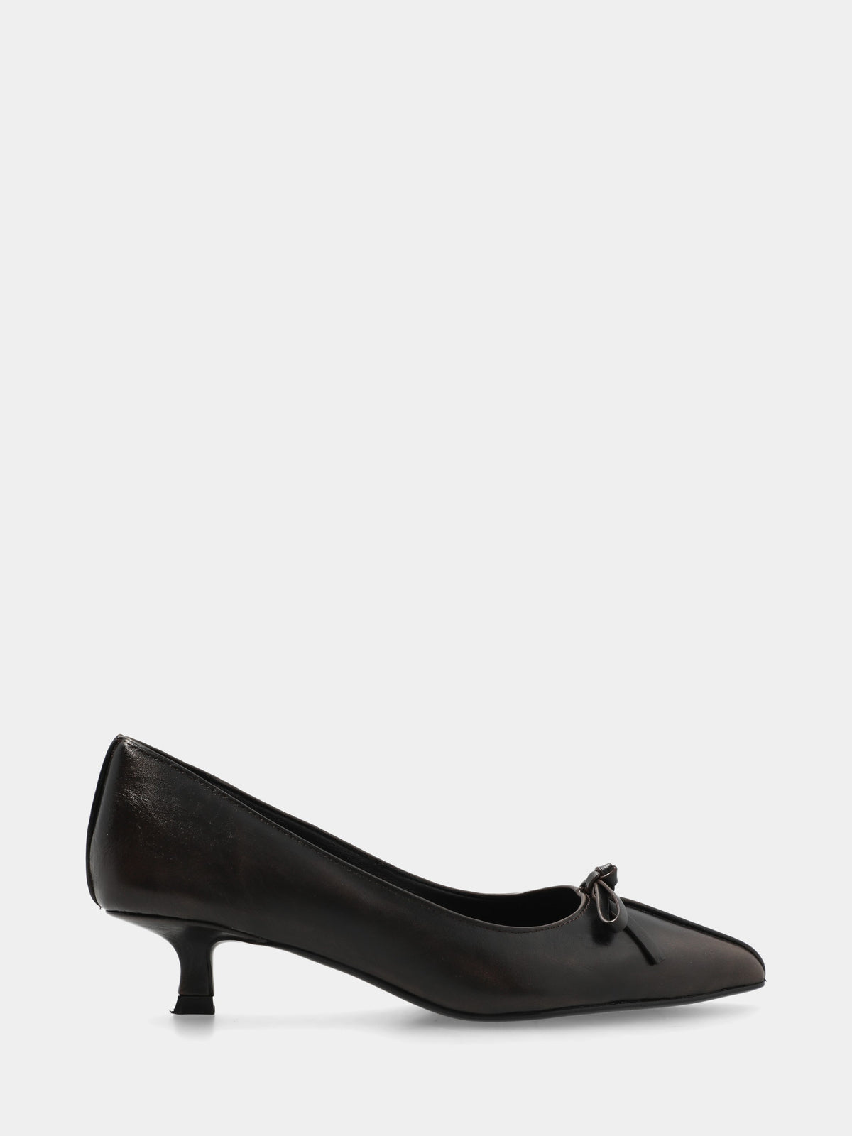 Décolleté in suede testa di moro con fiocchetto