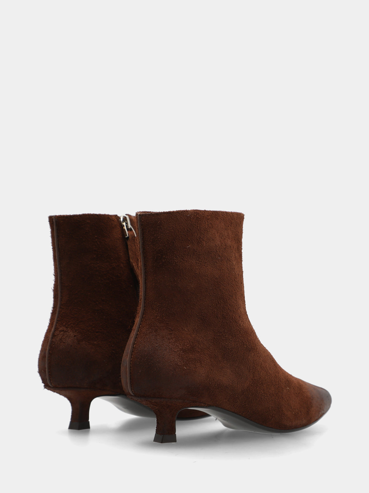 Tronchetto in suede testa di moro con tacco a calice