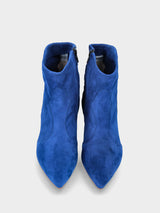 Stivaletto blu in pelle con punta affusolata