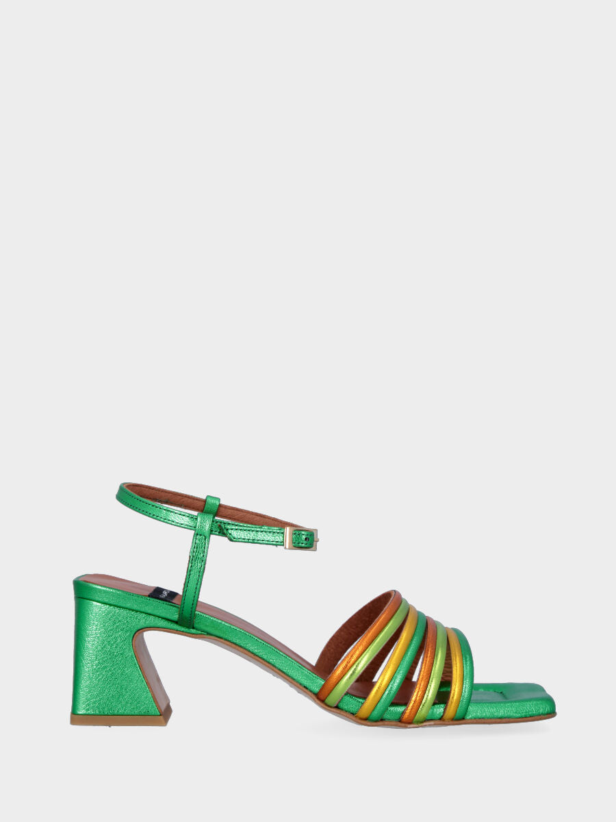 Multicolor laminated sandal with straps