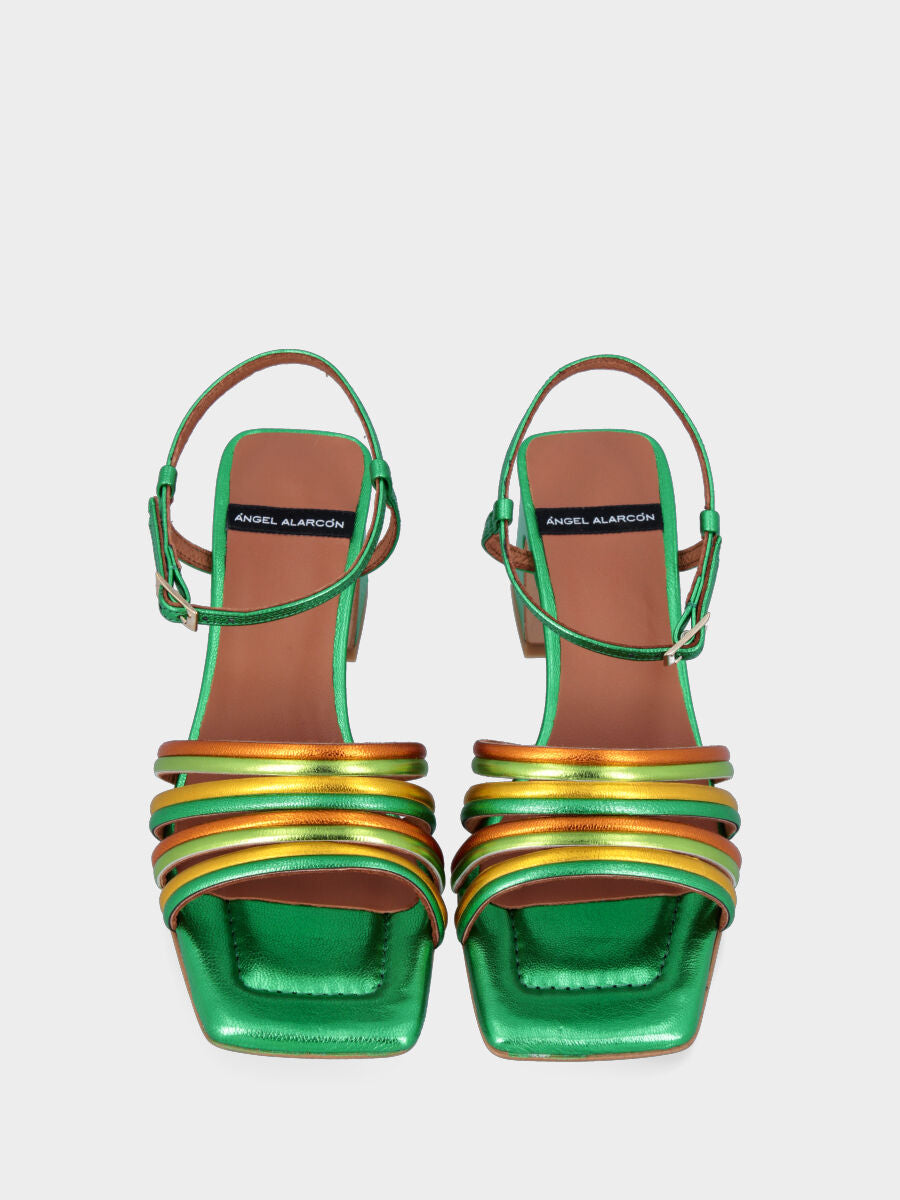 Multicolor laminated sandal with straps