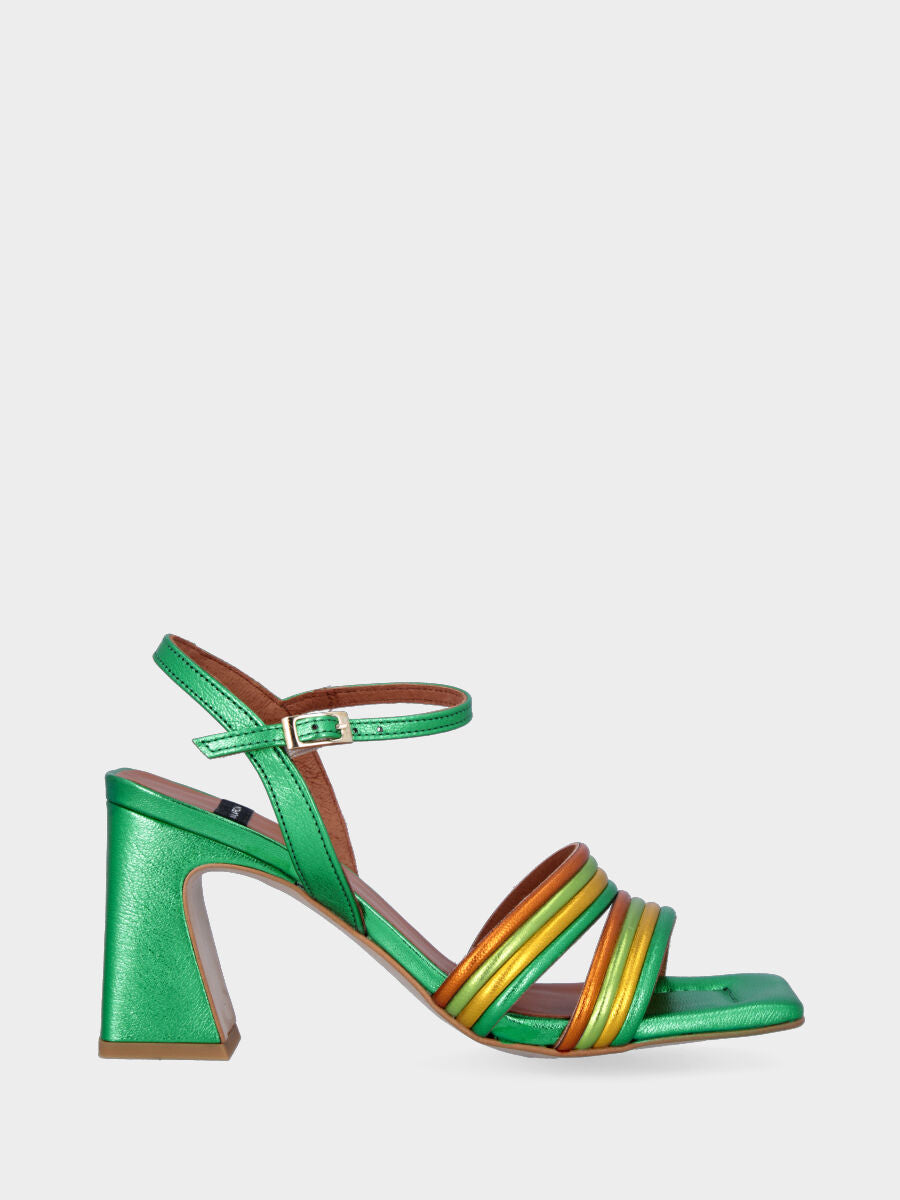 Multicolor laminated sandal with straps