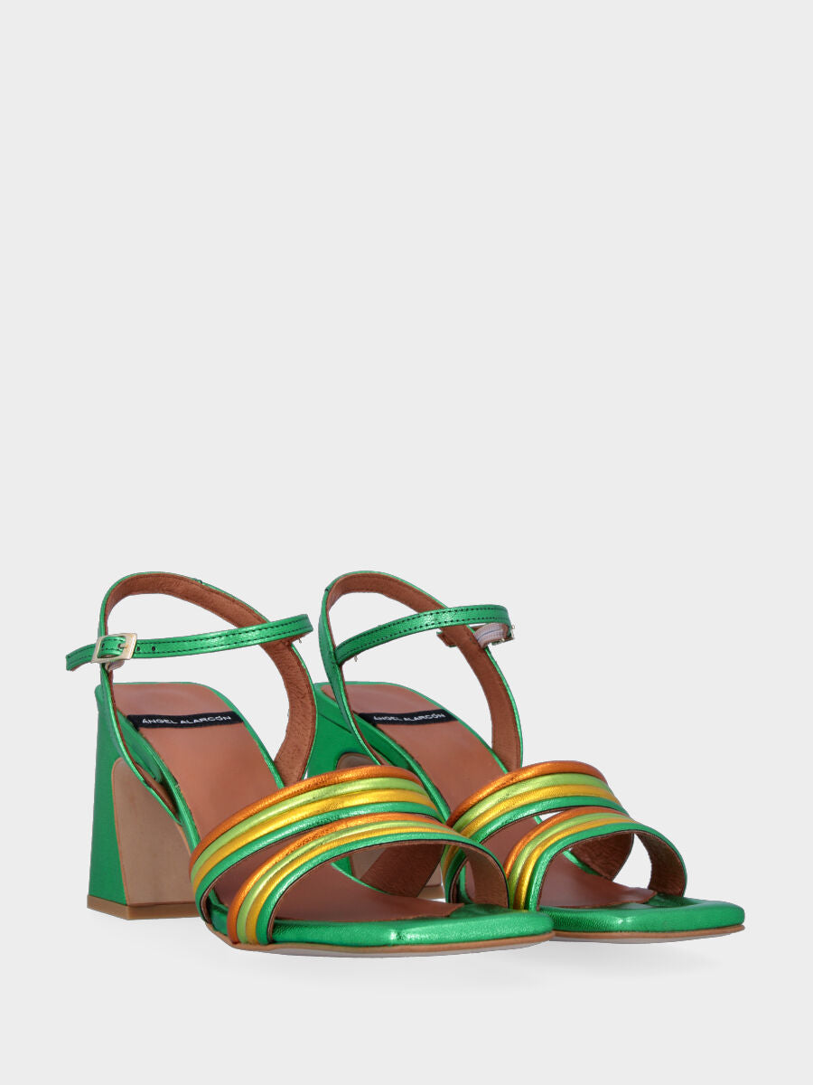 Multicolor laminated sandal with straps
