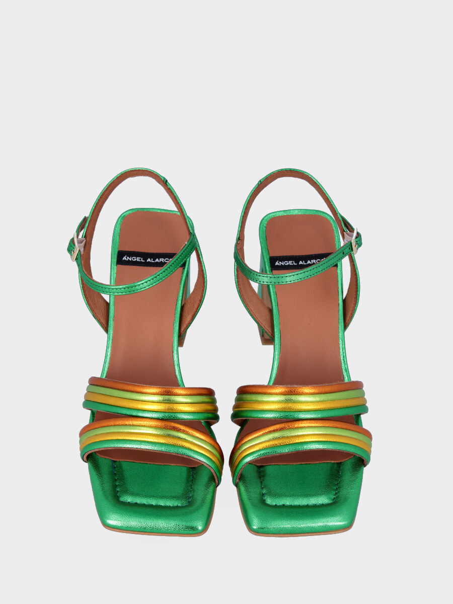 Multicolor laminated sandal with straps