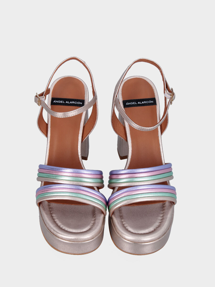 Multicolor laminated sandal with straps