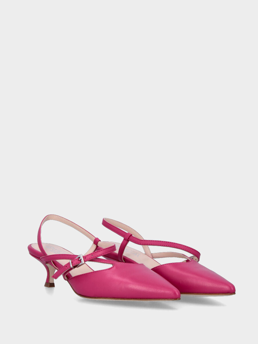 Pumps fuchsia Slingback-Modell aus Leder mit Fersenriemen