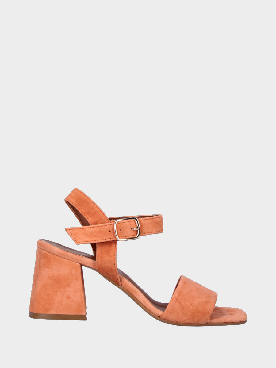 Sandalo monoblocco in vitello rosso con fascia ripiegata