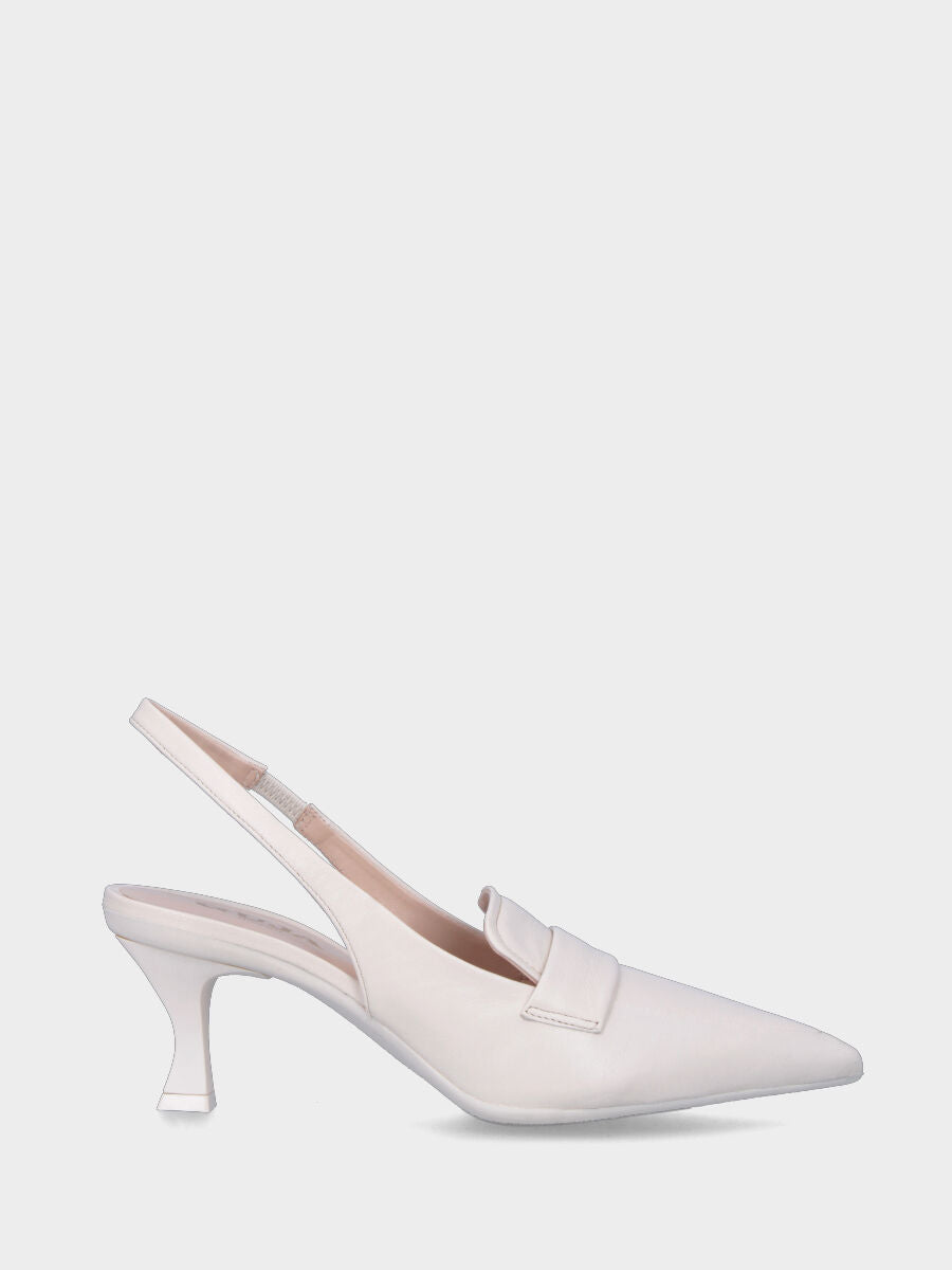 Mocassino bianco modello slingback a punta sfilata