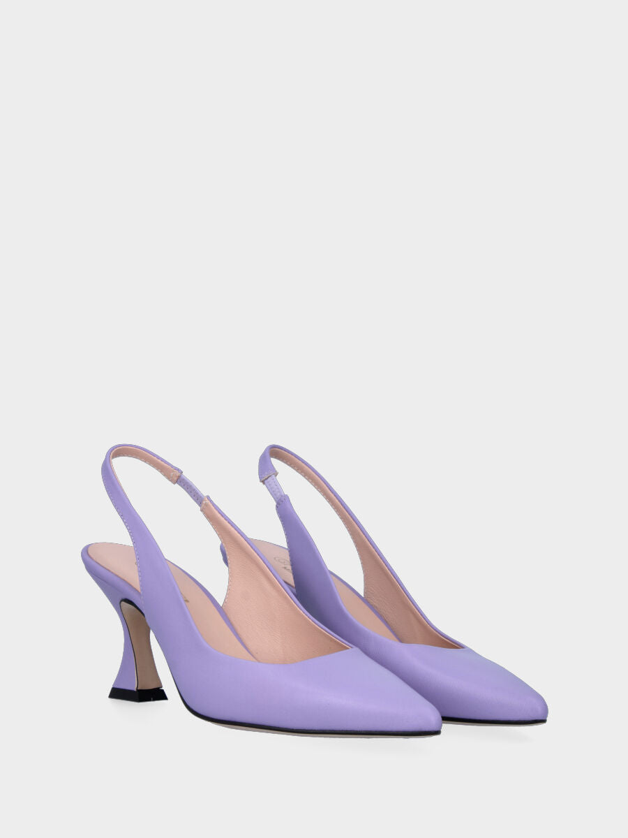 Lilac leather slingback pumps with spool heel