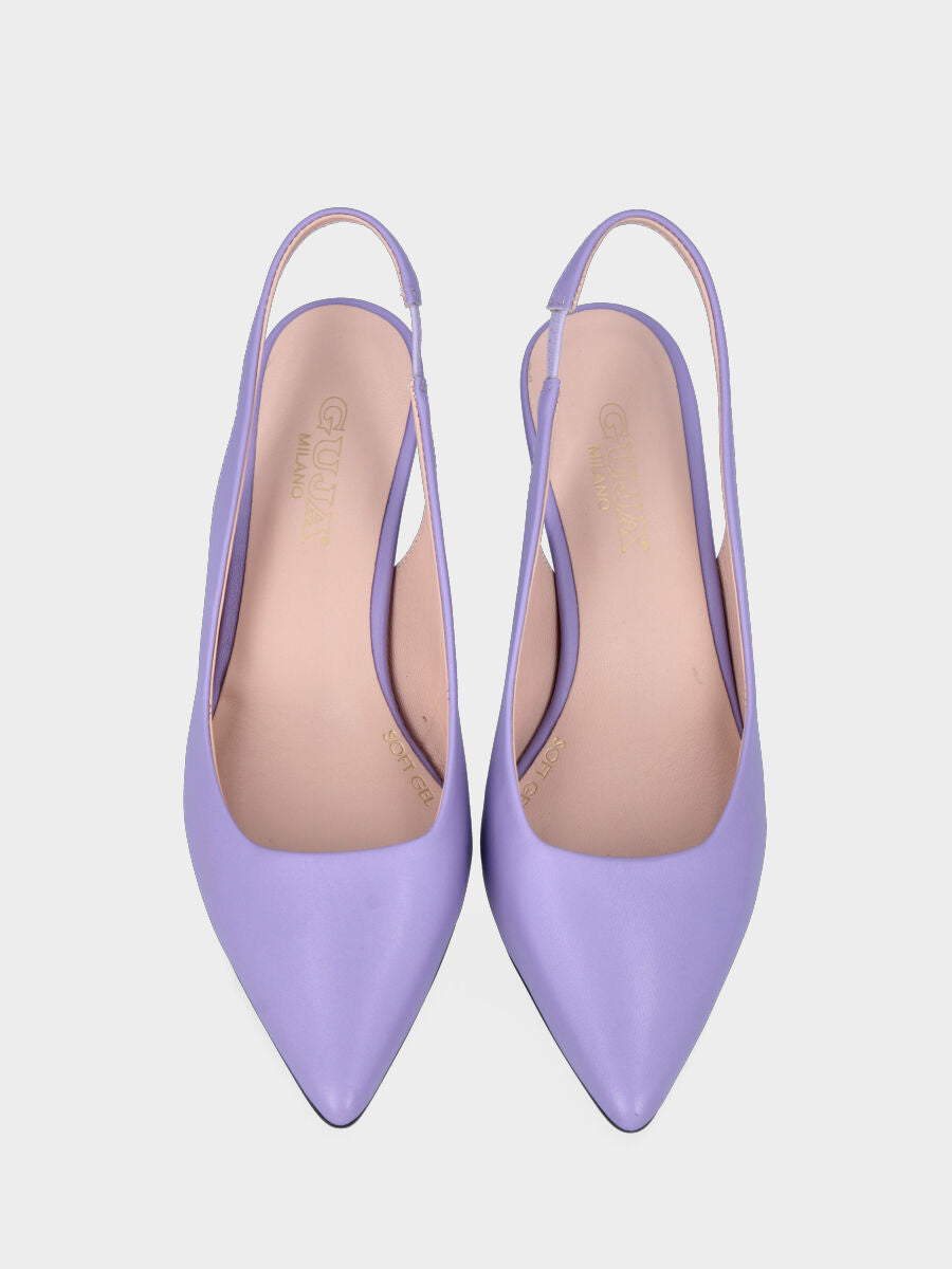 Lilac leather slingback pumps with spool heel