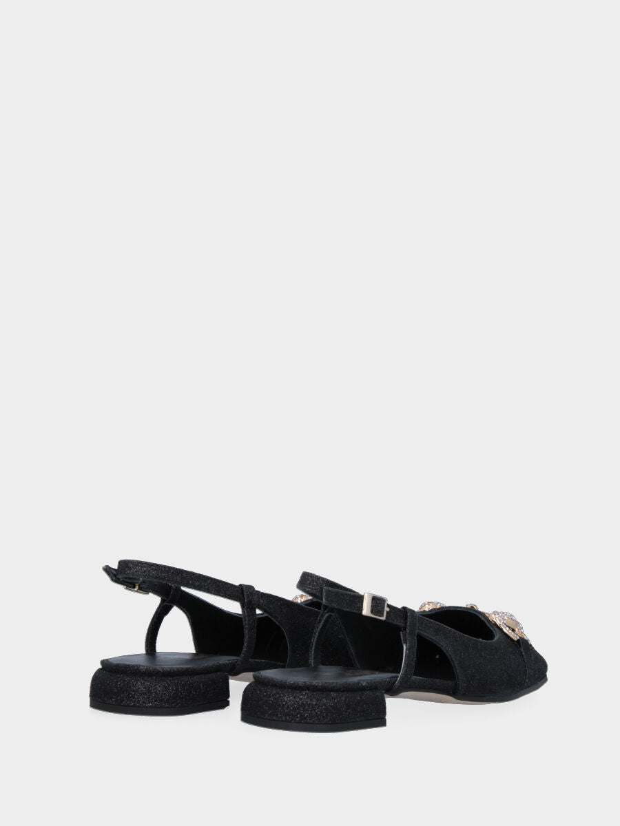 Schwarze Pumps Slingback aus Lurex mit Glitzereffekt