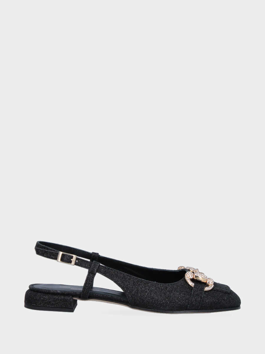Schwarze Pumps Slingback aus Lurex mit Glitzereffekt