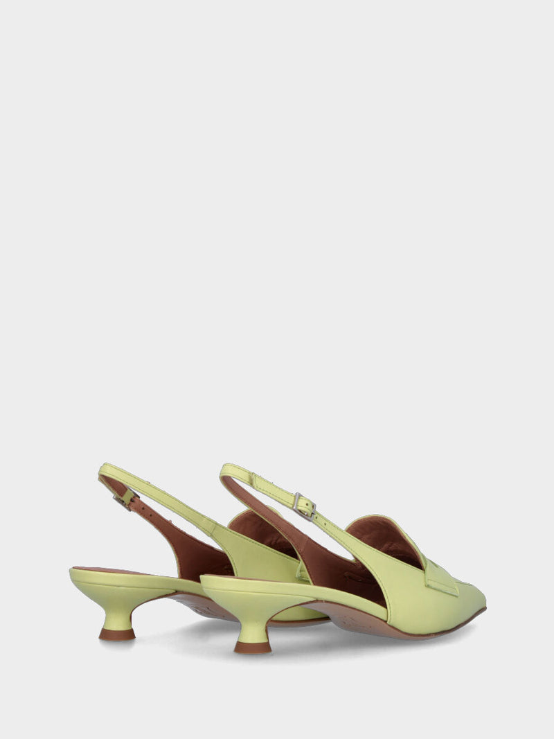 Mocassino verde in pelle modello slingback