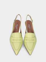 Mocassino verde in pelle modello slingback