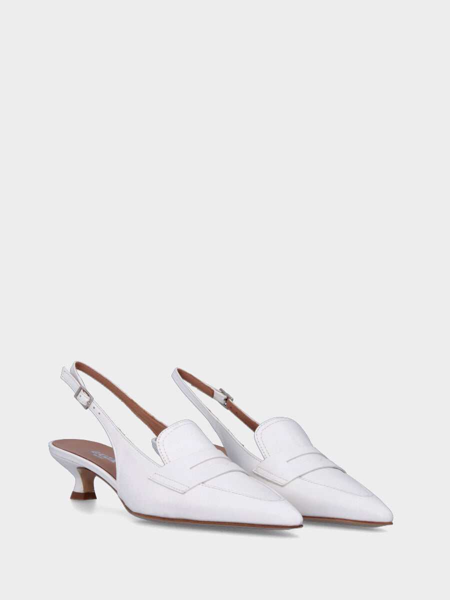 Mocassino bianco in pelle modello slingback