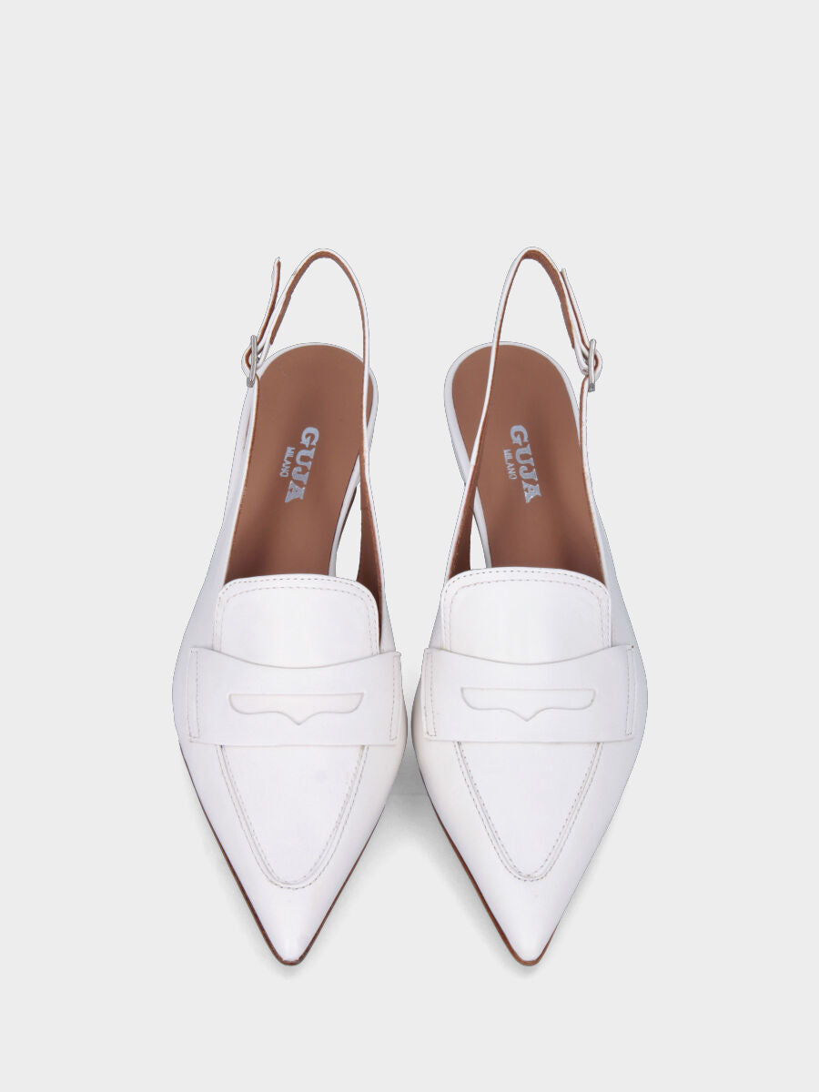 Mocassino bianco in pelle modello slingback