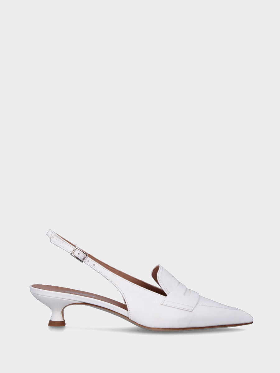 Mocassino bianco in pelle modello slingback