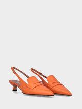 Mocassino arancione in pelle modello slingback