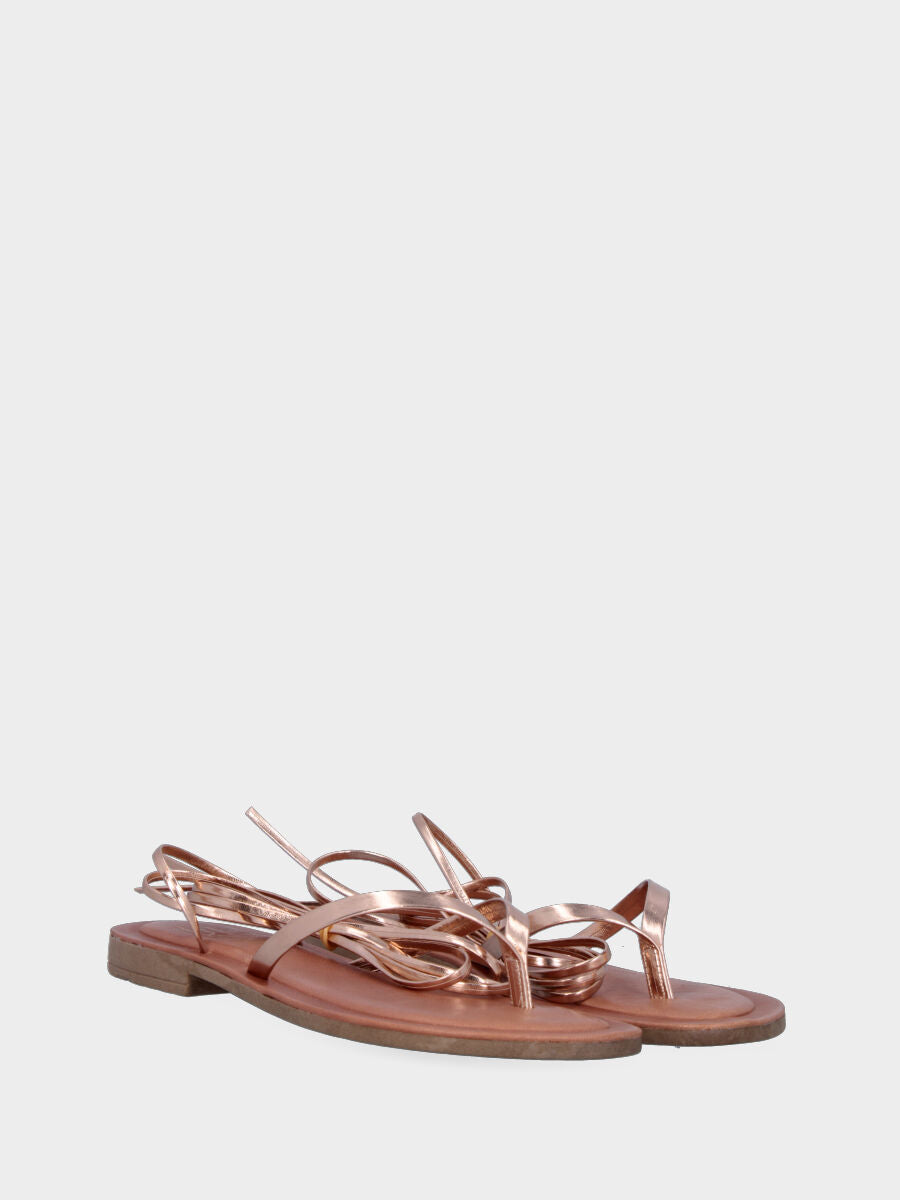 Copper Laminated Flip Flop Sandal with Ankle Strap