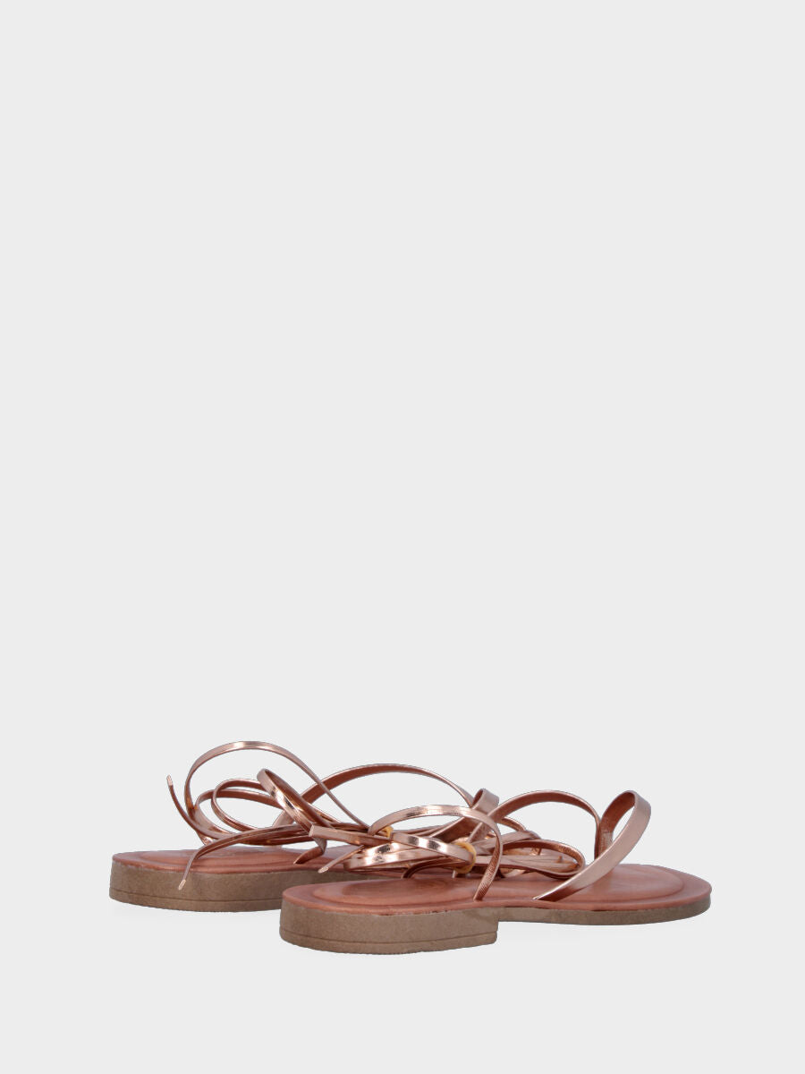 Copper Laminated Flip Flop Sandal with Ankle Strap