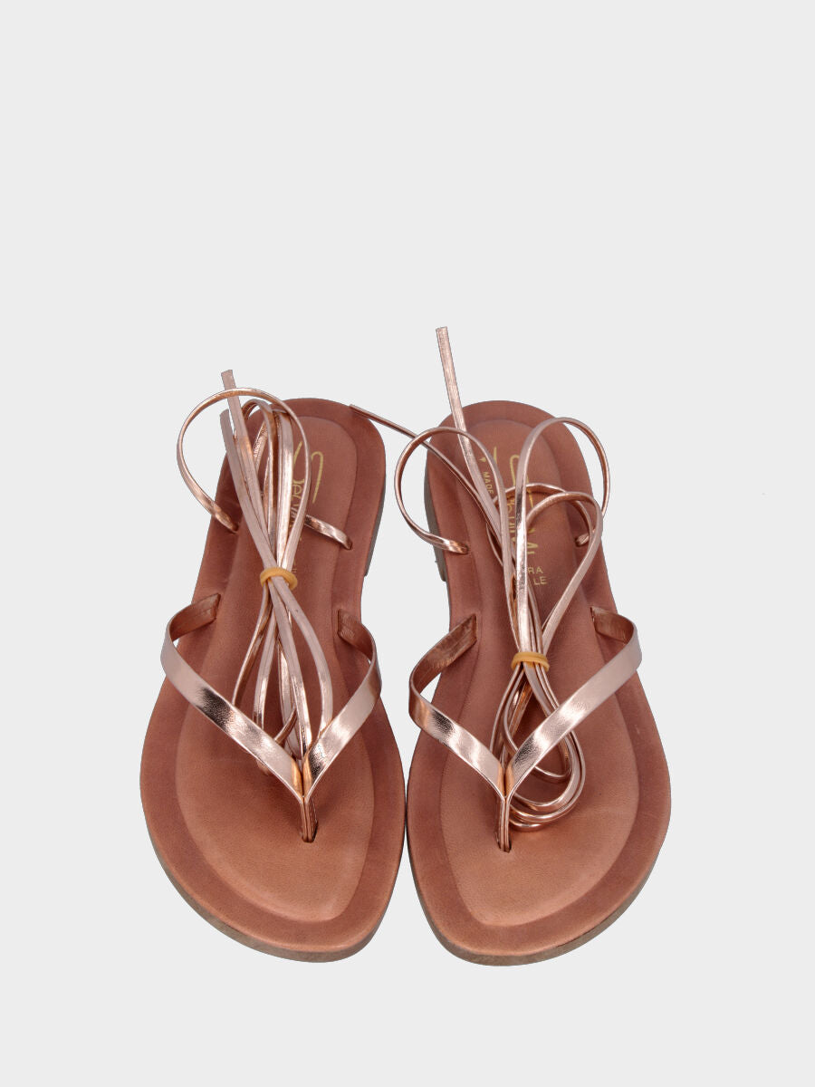 Copper Laminated Flip Flop Sandal with Ankle Strap