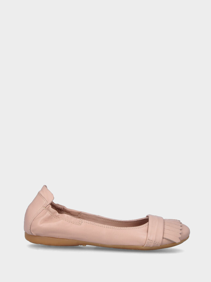 Ballerine rose en cuir avec franges