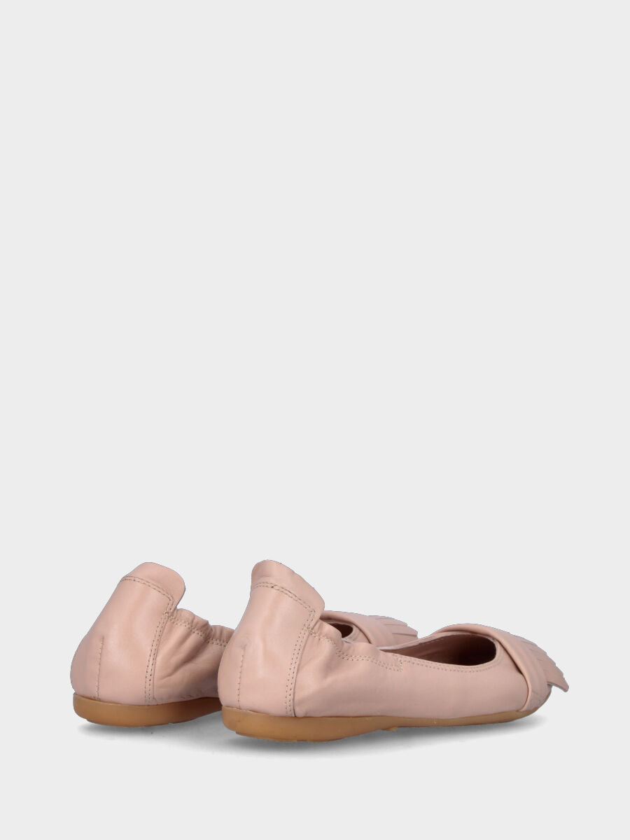Ballerine rose en cuir avec franges
