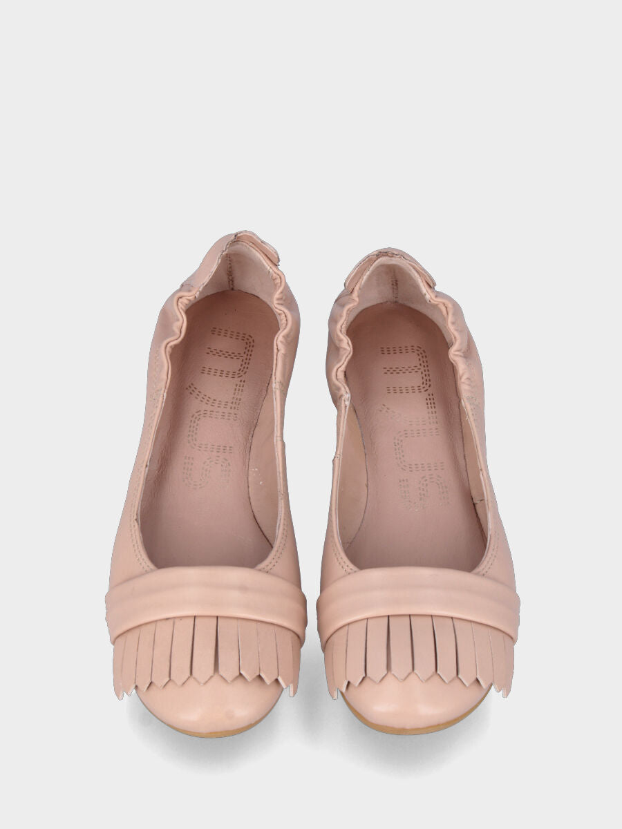 Ballerine rose en cuir avec franges