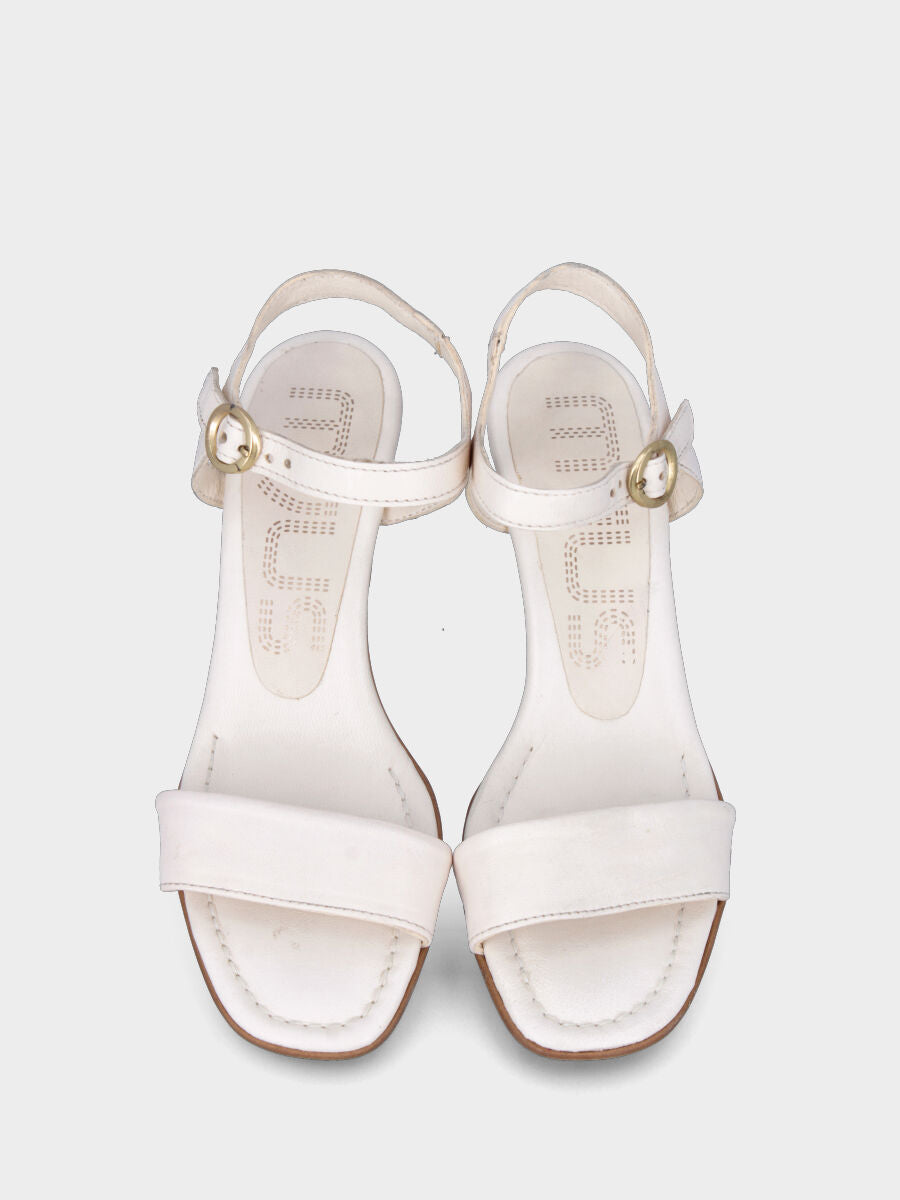 White leather sandal with strap