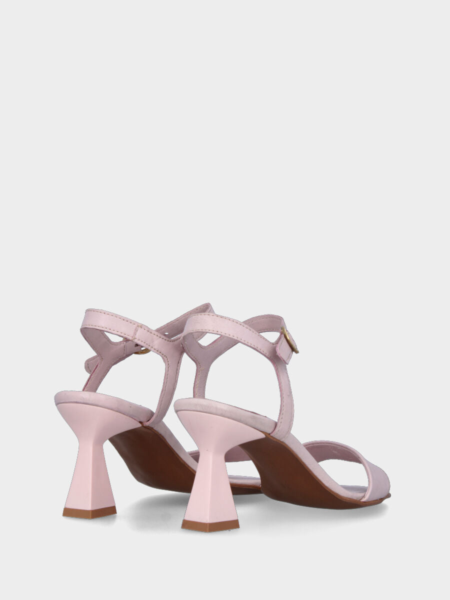 Sandalo nude in pelle con fascetta