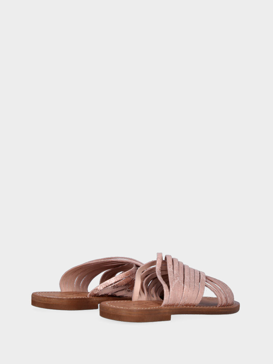 Sandalo monoblocco in vitello rosso con fascia ripiegata