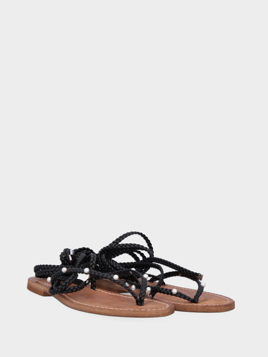Sandalo monoblocco in vitello rosso con fascia ripiegata