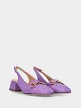 Mocassino viola in pelle modello slingback