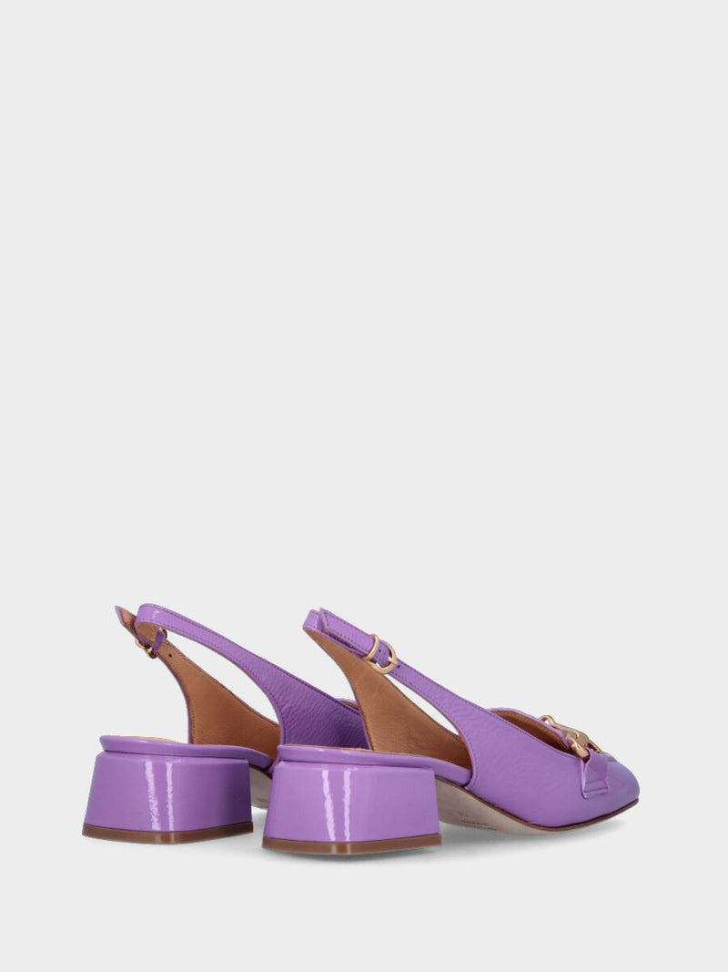 Mocassino viola in pelle modello slingback