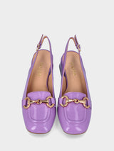 Mocassino viola in pelle modello slingback