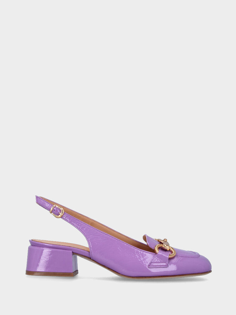 Mocassino viola in pelle modello slingback