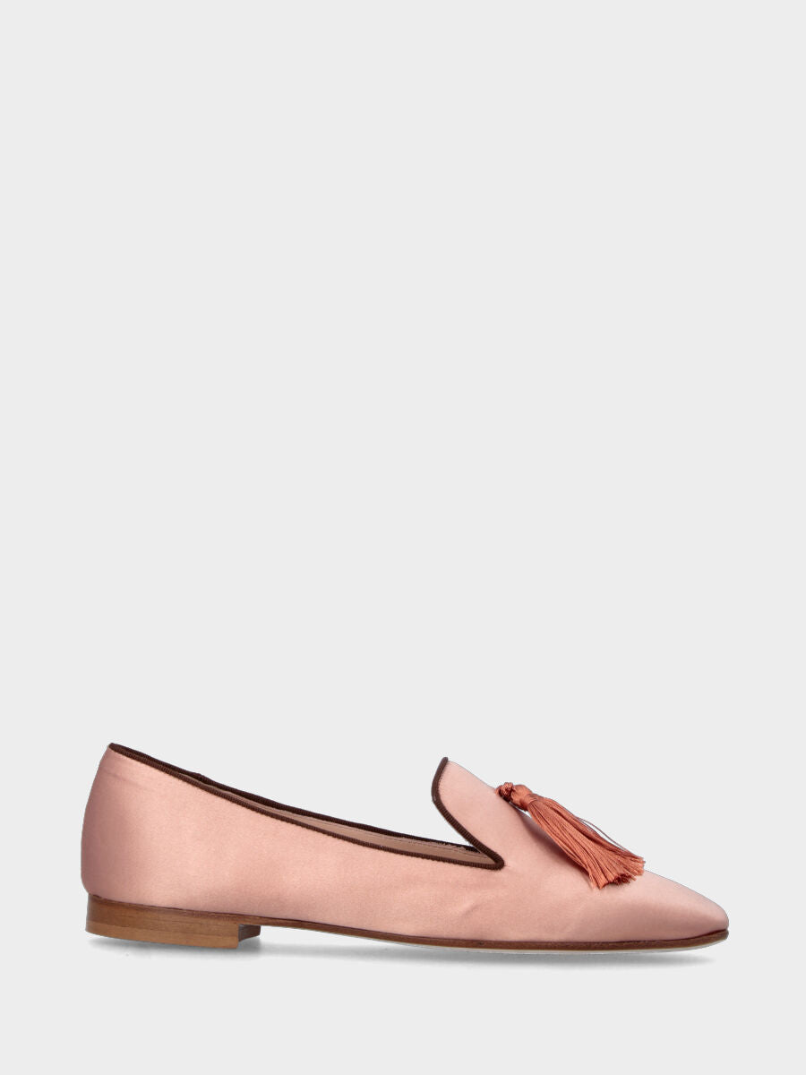 Pantofolina beige in tessuto con profili a contrasto