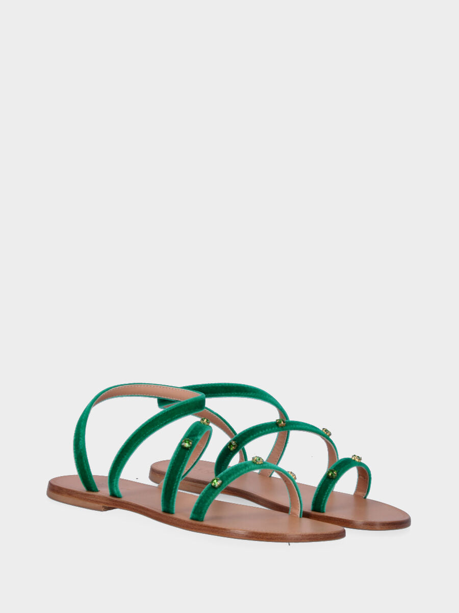 Sandalo monoblocco in vitello rosso con fascia ripiegata