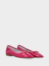 Ballerina fucsia in pelle lucida con laccio