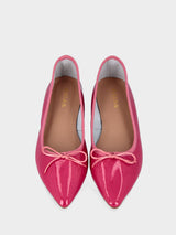 Ballerina fucsia in pelle lucida con laccio