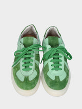 Sneaker verde menta in pelle con inserti in camoscio