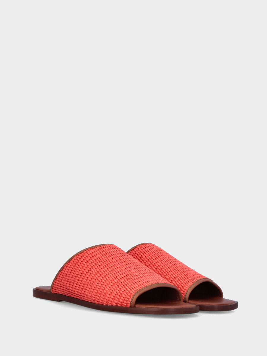 Sandalo monoblocco in vitello rosso con fascia ripiegata