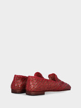 Pantofolina rossa in pelle intrecciata
