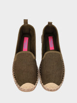 Espadrillas verde in tessuto con suola in corda