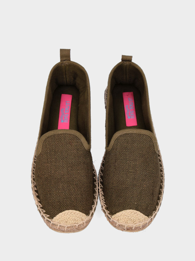 Espadrillas verde in tessuto con suola in corda