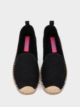 Espadrillas nera in tessuto con suola in corda