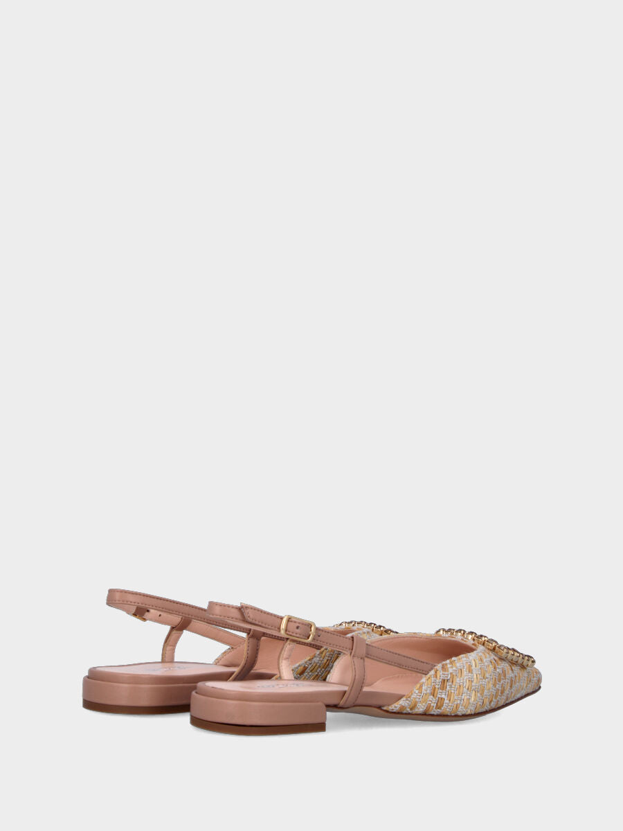 Slingback beige in rafia con accessorio gioiello