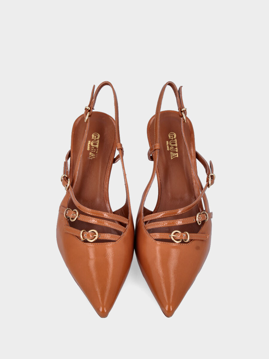 Slingback en cuir naplak avec boucles décoratives